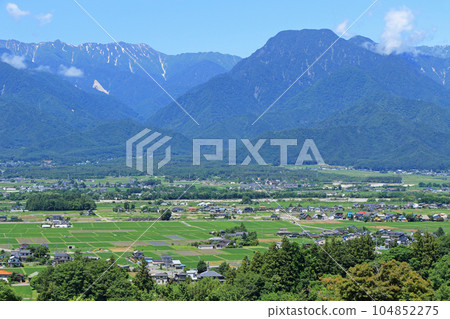 Azumino in summer, the countryside and the Northern Alps Azumino in summer, the countryside and the Northern Alps 104852275