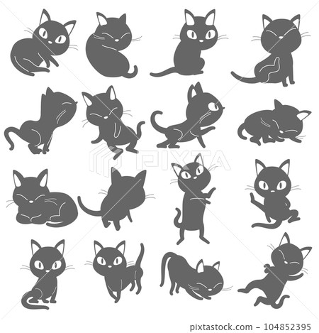 Black cat vector illustration set Black cat vector illustration set 104852395