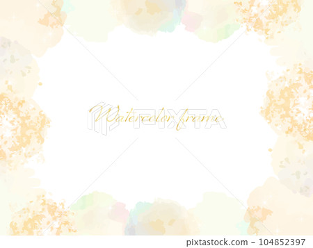 Autumn-ish pale orange watercolor dot frame background illustration 104852397