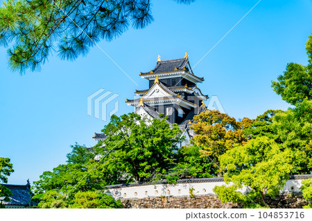 Okayama Castle Jet-black castle tower 104853716