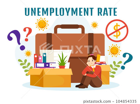 Unemployment Rate Vector Illustration with Many People Looking for a Job, Economic Downturn and Financial Crisis in Flat Cartoon Hand Drawn Templates 104854335