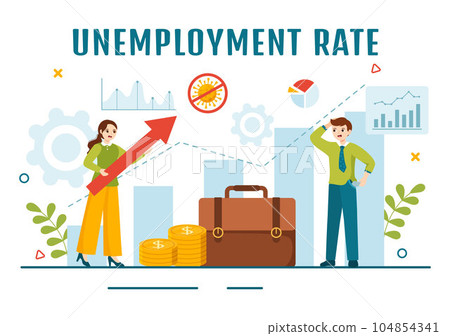 Unemployment Rate Vector Illustration with Many People Looking for a Job, Economic Downturn and Financial Crisis in Flat Cartoon Hand Drawn Templates 104854341