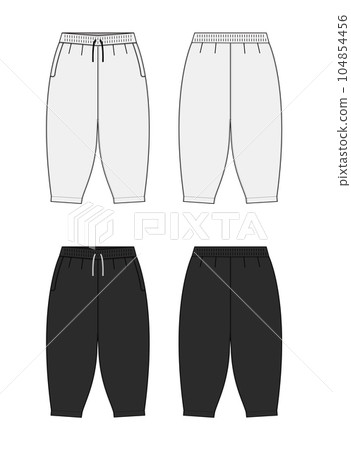 Sarouel 褲子（哈倫褲）矢量模板插圖集 104854456