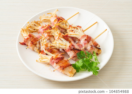 Bacon Wrapped Golden Needle Mushroom Bacon Wrapped Golden Needle Mushroom 104854988