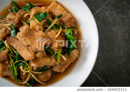 Stir Fried Fish with Chinese Celery Stir Fried Fish with Chinese Celery 104855311