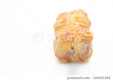 taro toast bread on white background taro toast bread on white background 104855368