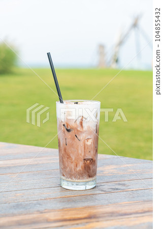 ice chocolate milkshake on table 104855432