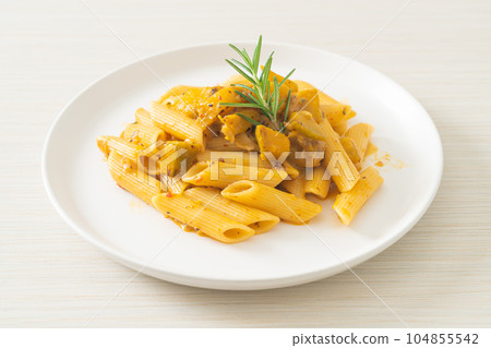 pumpkin penne pasta alfredo sauce pumpkin penne pasta alfredo sauce 104855542