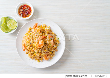 fried shrimps fried rice on plate 104856032