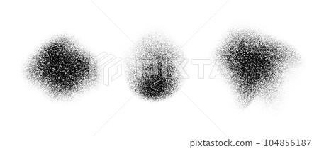 Abstract fluid stippled gradients stains. Noise grain texture shapes set. Black dotted spray splashes and sand dust spots. Dotwork elements and halftone splatter forms collection. Vector Abstract fluid stippled gradients stains. Noise grain texture shapes set. Black dotted spray splashes and sand dust spots. Dotwork elements and halftone splatter forms collection. Vector 104856187