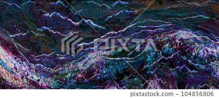 Fantastic mountain terrain with colorful gradients 104856806