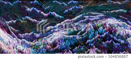 Fantastic mountain terrain with colorful gradients 104856807