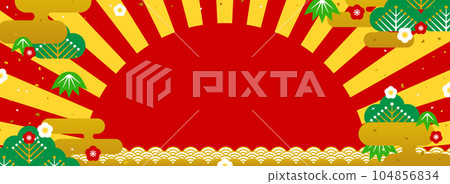 松竹梅和今年第一個日出的生動背景素材(橫幅橫向) 松竹梅和今年第一個日出的生動背景素材(橫幅橫向) 104856834