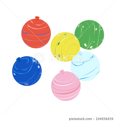 彩色水氣球和溜溜球的插圖 彩色水氣球和溜溜球的插圖 104856839