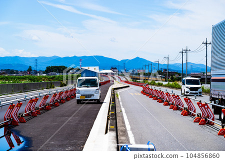 Four-lane highway construction and median strip Saitama Prefectural Road No. 27 Higashimatsuyama Konosu Line 2023.07 High saturation contrast Four-lane highway construction and median strip Saitama Prefectural Road No. 27 Higashimatsuyama Konosu Line 2023.07 High saturation contrast 104856860