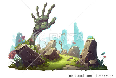 Illustration for Halloween Zombie Party on white background Illustration for Halloween Zombie Party on white background 104856987