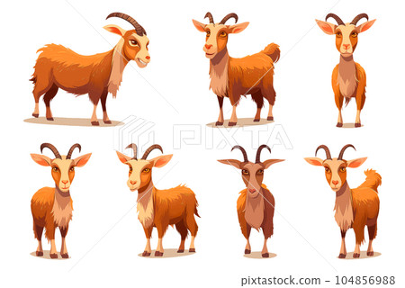set goat in cartoon style for video game isolated on white background set goat in cartoon style for video game isolated on white background 104856988