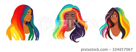 set vector illustration of female support lgbt rights isolate on white background 104857067