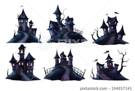 set vector illustration of magic castle halloween concept isolated on white background set vector illustration of magic castle halloween concept isolated on white background 104857141