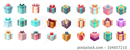 set vector gift box illustration of ui interface icons isolated on white background 104857218