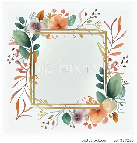 vector illustration wtercolor flowers in empty space frame isolate with sopyspace 104857236