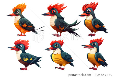 set vector illustraton of woodpecker bird isolated on white background 104857279