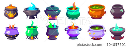 set vector illustration of potion or poison magic vessel with magic liquid 104857301