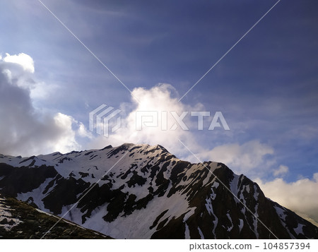 Mountain landscape with snow and clear blue sky Mountain landscape with snow and clear blue sky 104857394