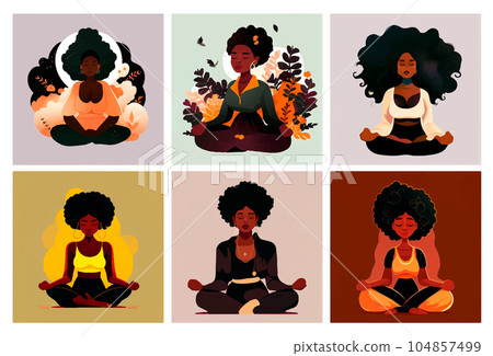 set vector illustration of woman connecting with herself and love her being 104857499