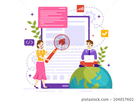Software Testing Vector Illustration with Application Engineering, Debugging Development Process, Programming and Coding in Hand Drawn Templates Software Testing Vector Illustration with Application Engineering, Debugging Development Process, Programming and Coding in Hand Drawn Templates 104857602