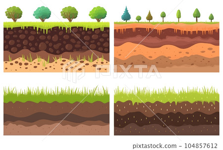set vector illustration of soil layers green grass, ground isolate on white set vector illustration of soil layers green grass, ground isolate on white 104857612