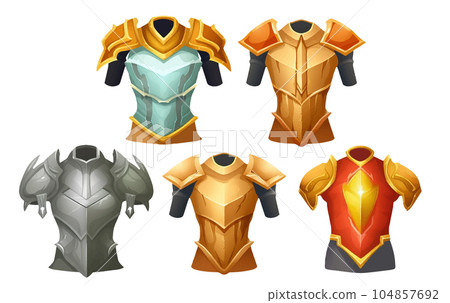 ui set vector illustration of a set of clothes and combat items of a knight isolated on white background 104857692