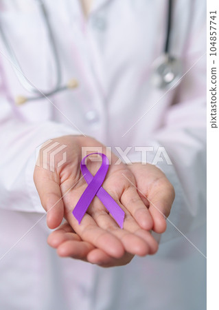 purple Ribbon for Violence, Pancreatic, Esophageal, Testicular cancer, Alzheimer, epilepsy, lupus, Sarcoidosis and Fibromyalgia. Awareness month and World cancer day concept purple Ribbon for Violence, Pancreatic, Esophageal, Testicular cancer, Alzheimer, epilepsy, lupus, Sarcoidosis and Fibromyalgia. Awareness month and World cancer day concept 104857741