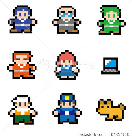 Set of pixel characters in art style Stock Vector by ©Sergeymarkov 321437902