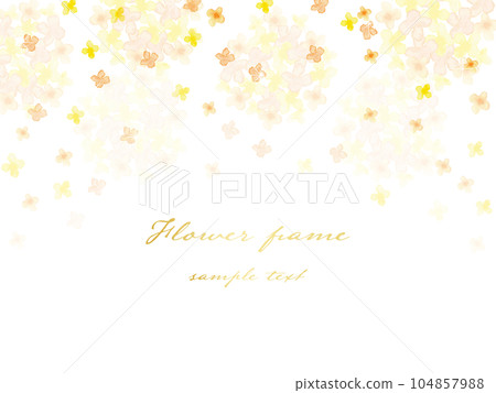 Frame background illustration with beautiful gold tree rhinoceros flowers drawn by watercolor 104857988