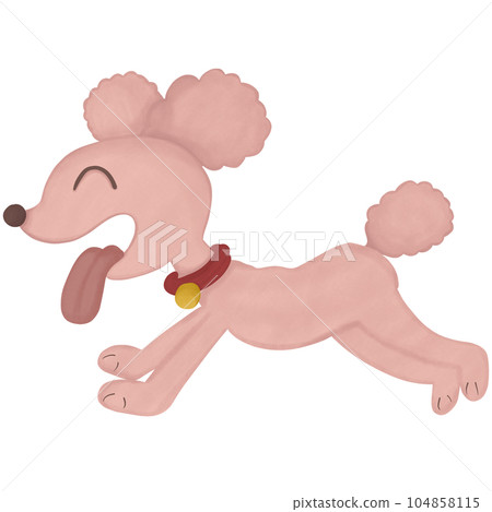 Cute pink cartoon dog on a white background. Running and jumping happily. Cute pink cartoon dog on a white background. Running and jumping happily. 104858115