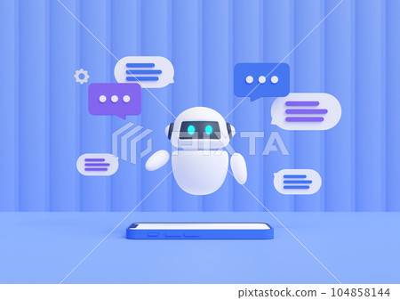 3DCG | 使用智能手機與 AI 聊天機器人聊天的圖像 104858144