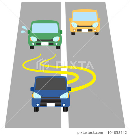 A meandering car and a car in trouble 104858342