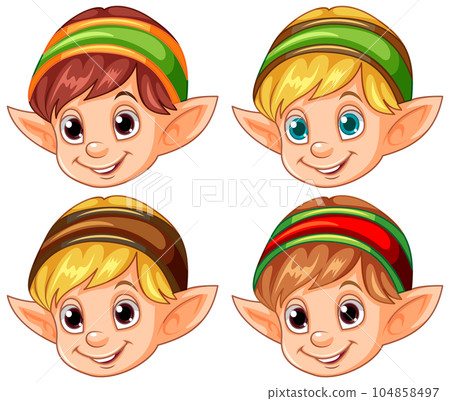 Cute Elf Head Cartoon Character 104858497