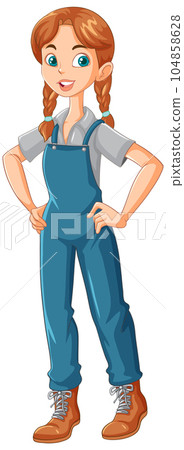 Young female farmer cartoon character 104858628