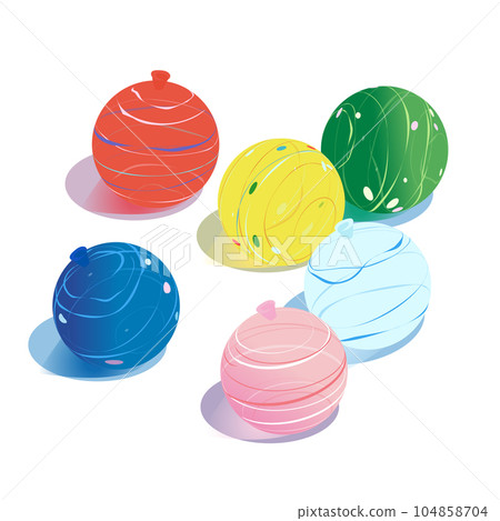 彩色水氣球和溜溜球的插圖 104858704
