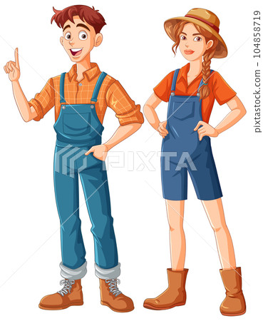 Couple of Gardeners in Standing Pose Vector Couple of Gardeners in Standing Pose Vector 104858719