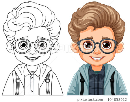 Boy with Blonde Hair and Brown Eyes Outline for Coloring Boy with Blonde Hair and Brown Eyes Outline for Coloring 104858912