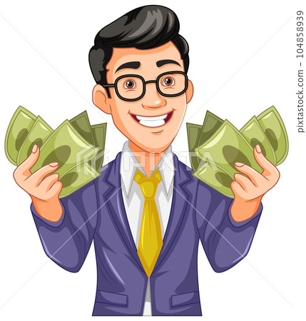 Youth business man holding money Youth business man holding money 104858939