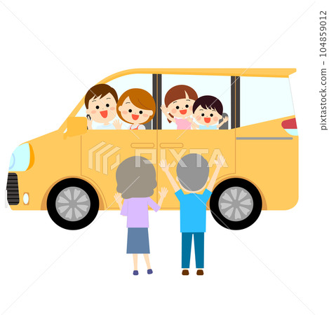 老夫婦送家人開車回家 老夫婦送家人開車回家 104859012