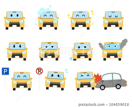 Car character set with various expressions 104859018