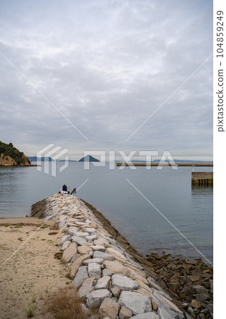 Miyanoura Beach, Naoshima Island, Kagawa Prefecture: A stunning beach overlooking the Seto Inland Sea. Miyanoura Beach, Naoshima Island, Kagawa Prefecture: A stunning beach overlooking the Seto Inland Sea. 104859249