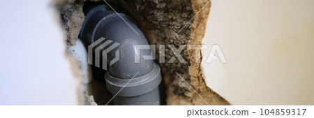 Water and drain pipe installation in wall. 104859317