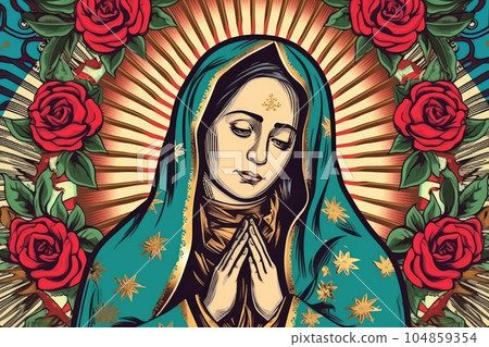 Beautiful lady of guadalupe mexico saint holy faith. Generative AI 104859354