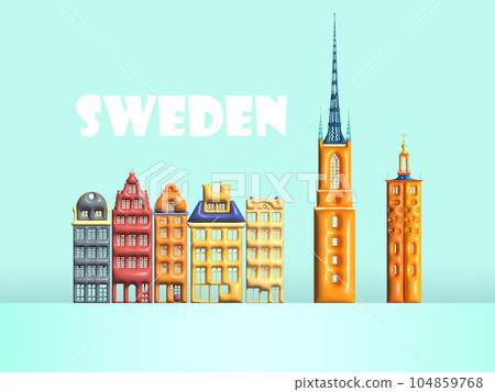 Sweden landmark in stockholm symbol and icon of swedish. 104859768